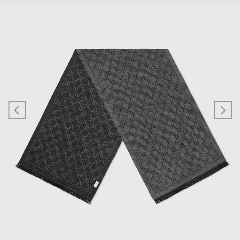 NWT Gucci GG jacquard pattern knitted scarf Grey and Black - Picture 2 of 9